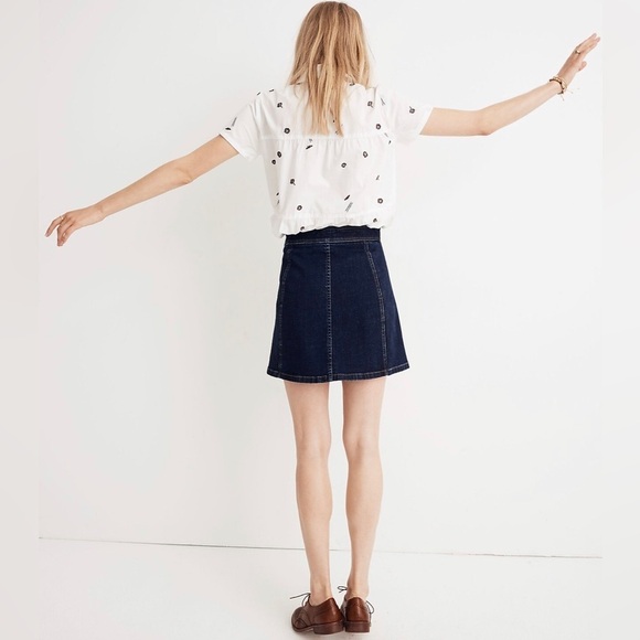 Madewell Stretch Denim A-Line Mini Skirt Button-Front Edition - Picture 5 of 10